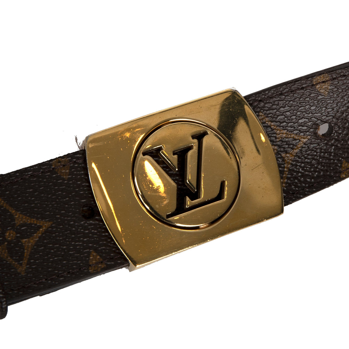 Louis Vuitton Black Monogram Canvas LV Circle Reversible Belt 85CM